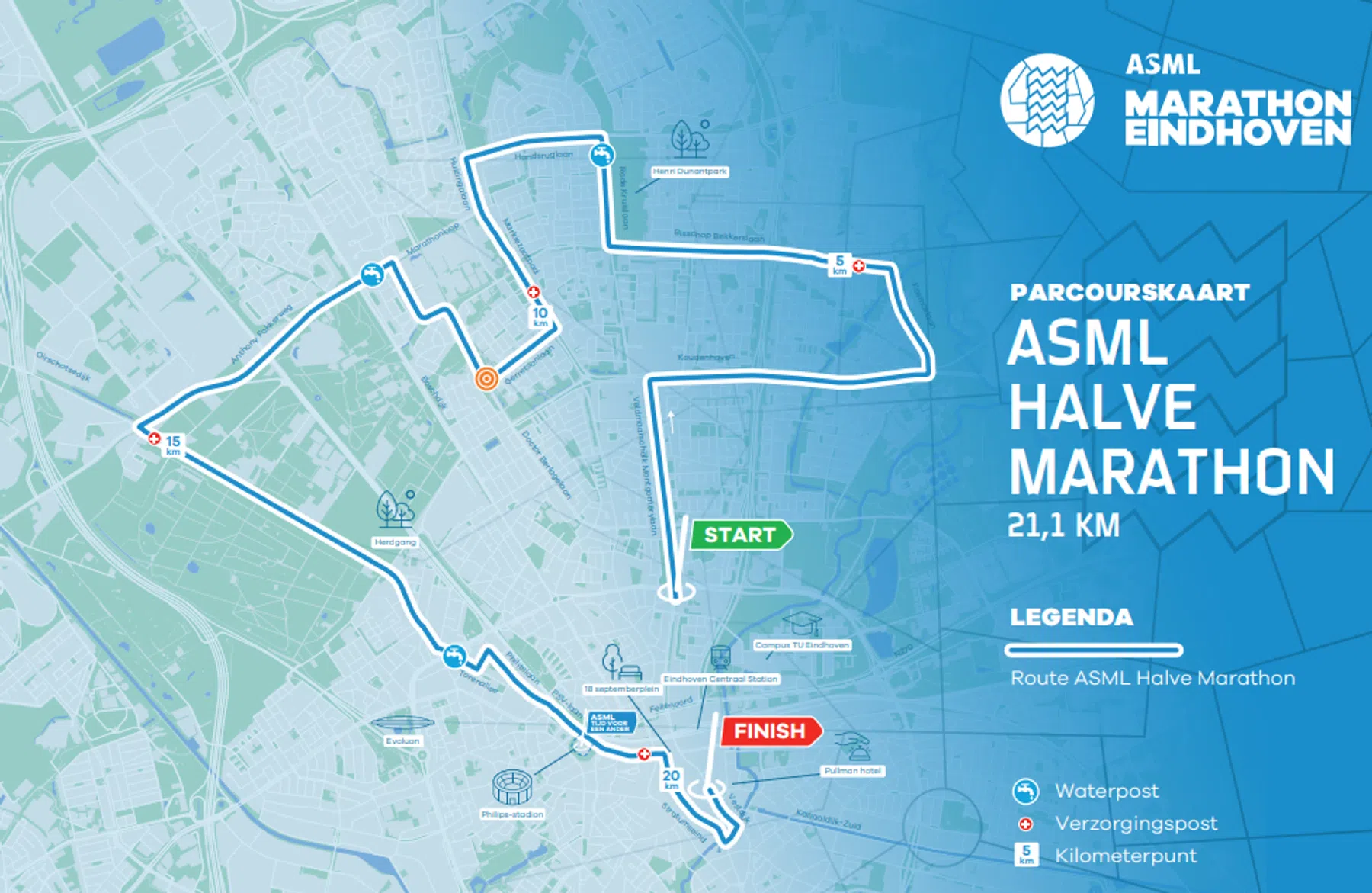 Route halve marathon Eindhoven 2025
